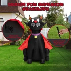 Tangkula 4.7FT Tall Halloween Inflatable Decoration Blow Up Vampire Black Cat with Crimson Cape Halloween Decor with Bright LED Lights -HYDE & EEK BOUTIQUE Store GUEST 970a3537 9407 4402 bec3 2424d2aece04