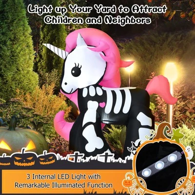 Tangkula 5.5 FT Halloween Inflatable Skeleton Unicorn with Build-in LED Lights & Blower Blow Up Yard Decorations 2 Tangkula 5.5 FT Halloween Inflatable Skeleton Unicorn with Build-in LED Lights & Blower Blow Up Yard Decorations - Image 2