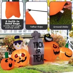 Tangkula 8 FT Long Halloween Inflatable Pumpkins Blow up Yard Decoration w/Pumpkins Tombstone Black Cat Lighted Halloween Outdoor Pumpkin -HYDE & EEK BOUTIQUE Store GUEST 99d5001a 9b39 4857 8b6f 77ffd94dce7f