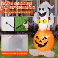 Costway 5 FT Inflatable Halloween Pumpkin Ghost Blow-up Yard Decoration with LED Lights -HYDE & EEK BOUTIQUE Store GUEST 9c92dc37 0f6c 445b 8f0e 50d317b5856e