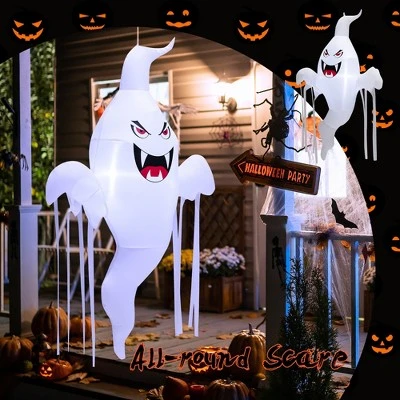 Costway 5 FT Tall Halloween Inflatable Hanging Ghost Blow-up Yard Decoration w/LED Light 2 Costway 5 FT Tall Halloween Inflatable Hanging Ghost Blow-up Yard Decoration w/LED Light - Image 2