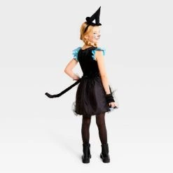 Kids' Pom Pom Cat Witch Halloween Costume Dress with Accessories - Hyde & EEK! Boutique™