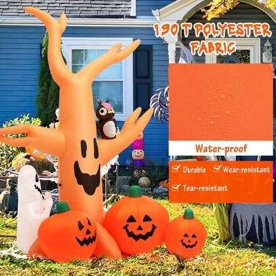 Tangkula 8FT Halloween Inflatable Decoration, Blow Up Dead Tree w/ Waterproof Air Blower Built-in LED Lights Holiday Decor w/ Ghost Owl Pumpkin 2 Tangkula 8FT Halloween Inflatable Decoration, Blow Up Dead Tree w/ Waterproof Air Blower Built-in LED Lights Holiday Decor w/ Ghost Owl Pumpkin - Image 2