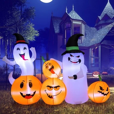 Costway 6 FT Long Halloween Inflatable Decor 4 Pumpkins & Ghosts w/ Built-in LED Lights 8 Costway 6 FT Long Halloween Inflatable Decor 4 Pumpkins & Ghosts w/ Built-in LED Lights - Image 8