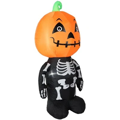 Sunnydaze Decor Sunnydaze Indoor/Outdoor Halloween Pumpkin Head Skeleton Man Inflatable Yard Decoration - 50" 4 Sunnydaze Decor Sunnydaze Indoor/Outdoor Halloween Pumpkin Head Skeleton Man Inflatable Yard Decoration - 50" - Image 4