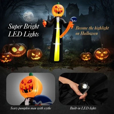 Costway 10FT Halloween Inflatable Pumpkin Ghosts w/ Built-in LEDs 3 Costway 10FT Halloween Inflatable Pumpkin Ghosts w/ Built-in LEDs - Image 3