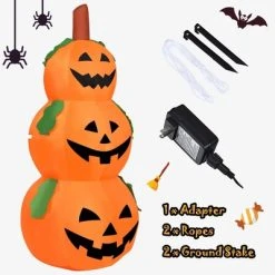 Costway 5 Ft Halloween Inflatable 3-Pumpkin Stack Blow Up Pumpkin Ghost Yard Decoration -HYDE & EEK BOUTIQUE Store GUEST a56ce498 0f45 42f2 bf20 f5160f069afb