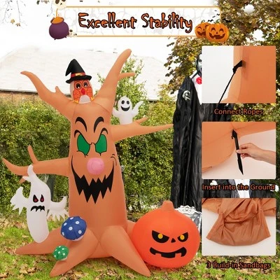 Costway 8 FT Halloween Outdoor Dead Tree Bright Halloween Outdoor Decoration with Stakes & Tethers 4 Costway 8 FT Halloween Outdoor Dead Tree Bright Halloween Outdoor Decoration with Stakes & Tethers - Image 4