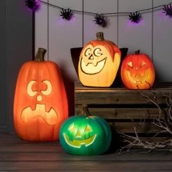 Hyde & EEK! Boutique 16" Light Up Pumpkin with 2 Teeth Orange Halloween Decorative Prop - Hyde & EEK! Boutique™
