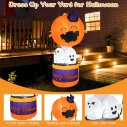 Tangkula 6FT Halloween Inflatable Decoration Inflatable Pumpkin Hot Air Balloon with Ghosts Bright LED Lights Waterproof Air Blower 2 Sandbags -HYDE & EEK BOUTIQUE Store GUEST abb07e19 42ff 4a49 b14f 5c1d60918149
