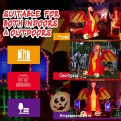 Costway 10 FT Inflatable Giant Animated Fire Dragon Outdoor Halloween Decor w/Lights