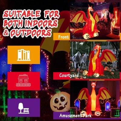 Costway 10 FT Inflatable Giant Animated Fire Dragon Outdoor Halloween Decor w/Lights 1 Costway 10 FT Inflatable Giant Animated Fire Dragon Outdoor Halloween Decor w/Lights