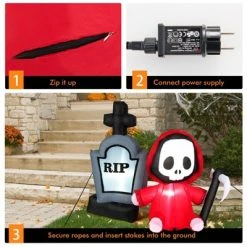 Tangkula 5 FT Tall Halloween Inflatable Decoration Blow Up Grim Reaper Ghost & Tombstone with Bright LED Lights Metal Ground Stakes 16 Tangkula 5 FT Tall Halloween Inflatable Decoration Blow Up Grim Reaper Ghost & Tombstone with Bright LED Lights Metal Ground Stakes -HYDE & EEK BOUTIQUE Store GUEST accfa49d 4ec5 4db8 b103 fa21e3e475f9