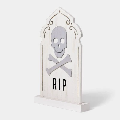 Hyde & EEK! Boutique Wood RIP Skull and Bones Halloween Decorative Tombstone - Hyde & EEK! Boutique™ 2 Hyde & EEK! Boutique Wood RIP Skull and Bones Halloween Decorative Tombstone - Hyde & EEK! Boutique™ - Image 2