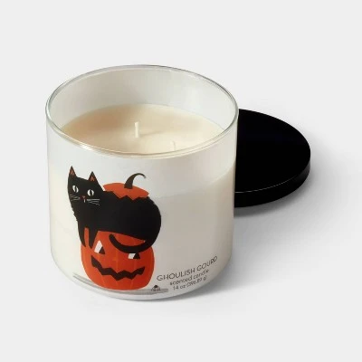 Hyde & EEK! Boutique 14oz Ghoulish Gourd Cat and Pumpkin Jar Halloween Candle with Lid Off-White - Hyde & EEK! Boutique™ 2 Hyde & EEK! Boutique 14oz Ghoulish Gourd Cat and Pumpkin Jar Halloween Candle with Lid Off-White - Hyde & EEK! Boutique™ - Image 2