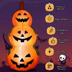 Costway 5 Ft Halloween Inflatable 3-Pumpkin Stack Blow Up Pumpkin Ghost Yard Decoration -HYDE & EEK BOUTIQUE Store GUEST b099218b abc9 4bb7 9a1a 4467f9fa3783