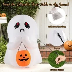 Costway 4' Halloween Inflatable Ghost Holding Pumpkin Blow up Holiday Decor w/LED Lights -HYDE & EEK BOUTIQUE Store GUEST b21f925e daaf 49ea 8e58 267930349fd2