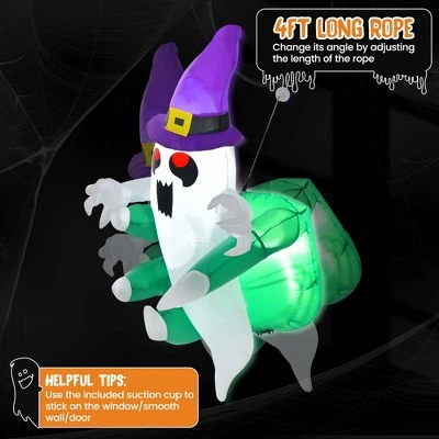 Costway 3.6' Halloween Inflatable Ghost Indoor Outdoor Blow Up Flying Halloween Decor 6 Costway 3.6' Halloween Inflatable Ghost Indoor Outdoor Blow Up Flying Halloween Decor - Image 6