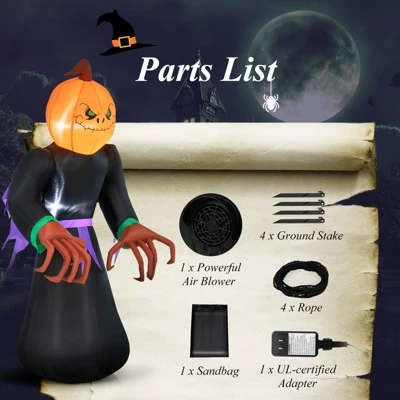 Tangkula 6.5 FT Halloween Inflatable Pumpkin Reaper Giant Blow up Ghost Decoration w/Pumpkin Face Built-in Lights Ground Stakes 8 Tangkula 6.5 FT Halloween Inflatable Pumpkin Reaper Giant Blow up Ghost Decoration w/Pumpkin Face Built-in Lights Ground Stakes - Image 8