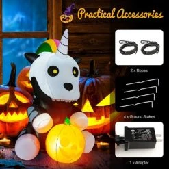 Costway 5ft Inflatable Halloween Unicorn Skeleton Holding Pumpkin for Yard w/LED Lights 14 Costway 5ft Inflatable Halloween Unicorn Skeleton Holding Pumpkin for Yard w/LED Lights -HYDE & EEK BOUTIQUE Store GUEST bd22ac7e 132a 4244 beb5 65936a421334