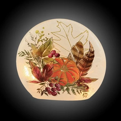 Stony Creek 6.0" Fall Foliage Smal Round Orb Glass Pumpkin Leaves Light - Novelty Sculpture Lights 2 Stony Creek 6.0" Fall Foliage Smal Round Orb Glass Pumpkin Leaves Light - Novelty Sculpture Lights - Image 2