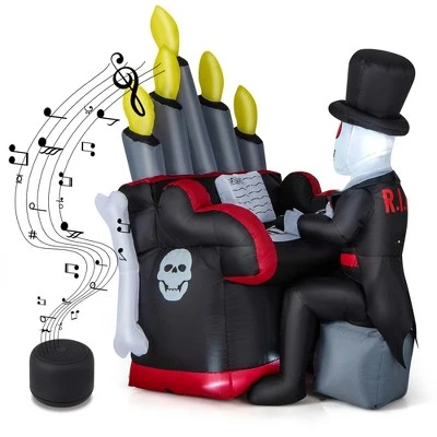 Costway 5.2 FT Halloween Inflatable Skeleton Playing Piano Yard Decoration with LED Lights 9 Costway 5.2 FT Halloween Inflatable Skeleton Playing Piano Yard Decoration with LED Lights - Image 9