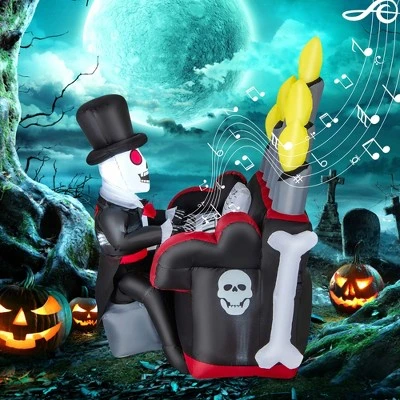 Costway 5.2 FT Halloween Inflatable Skeleton Playing Piano Yard Decoration with LED Lights 3 Costway 5.2 FT Halloween Inflatable Skeleton Playing Piano Yard Decoration with LED Lights - Image 3