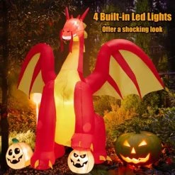 Tangkula 9FT Giant Inflatable Dragon Halloween Inflatable Dragon Decoration w/ 2 Pumpkins Wings Built-in LED Lights & Powerful Blower 15 Tangkula 9FT Giant Inflatable Dragon Halloween Inflatable Dragon Decoration w/ 2 Pumpkins Wings Built-in LED Lights & Powerful Blower -HYDE & EEK BOUTIQUE Store GUEST c10c55a3 054e 4b0d a190 bfb66808e460