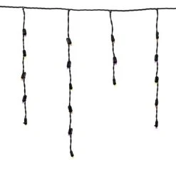 Novelty Lights Inc Novelty Lights Halloween Purple/Lime Green/Orange LED Icicle Lights on Black Wire 70 Bulbs