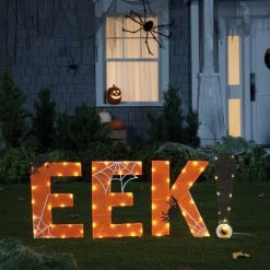 Hyde & EEK! Boutique 18" Mesh EEK! Orange Dewdrop Lights Halloween Decorative Word - Hyde & EEK! Boutique™