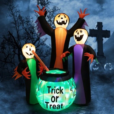 Tangkula 8 FT Tall Halloween Inflatable Three Witch & Magic Potion Pot Decoration w/ Built-in LEDs & Ropes & Stakes for Party Garden Lawn 8 Tangkula 8 FT Tall Halloween Inflatable Three Witch & Magic Potion Pot Decoration w/ Built-in LEDs & Ropes & Stakes for Party Garden Lawn - Image 8