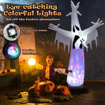 Costway 8FT Giant Halloween Inflatable Ghost Outdoor Decor w/LED Colorful Rotating Light 5 Costway 8FT Giant Halloween Inflatable Ghost Outdoor Decor w/LED Colorful Rotating Light - Image 5