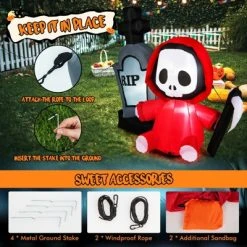 Tangkula 5 FT Tall Halloween Inflatable Decoration Blow Up Grim Reaper Ghost & Tombstone with Bright LED Lights Metal Ground Stakes 15 Tangkula 5 FT Tall Halloween Inflatable Decoration Blow Up Grim Reaper Ghost & Tombstone with Bright LED Lights Metal Ground Stakes -HYDE & EEK BOUTIQUE Store GUEST c9b7b454 99d5 4424 8171 f5e0f0a0bab5