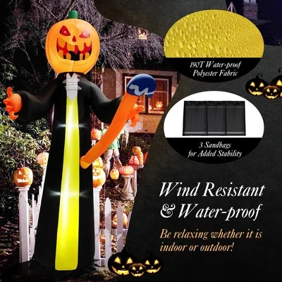 Costway 10FT Halloween Inflatable Pumpkin Ghosts w/ Built-in LEDs 6 Costway 10FT Halloween Inflatable Pumpkin Ghosts w/ Built-in LEDs - Image 6