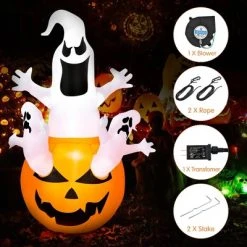 Costway 6FT Halloween Inflatable Ghost Pumpkin-Halloween Blow Up Yard Decoration -HYDE & EEK BOUTIQUE Store GUEST cc1a09d0 6ef1 48ae a320 bb3aec32cd81