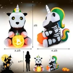 Tangkula 5FT Tall Halloween Inflatable Decoration Inflatable Skeleton Unicorn with Pumpkin Lantern Built-in LED Lights & Waterproof Air Blower -HYDE & EEK BOUTIQUE Store GUEST cd777793 3b26 444d 84d8 b4222210bf5e
