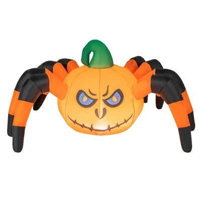 Costway 5 FT Long Halloween Inflatable Pumpkin Spider Blow-up Decoration with LED Light 9 Costway 5 FT Long Halloween Inflatable Pumpkin Spider Blow-up Decoration with LED Light - Image 9