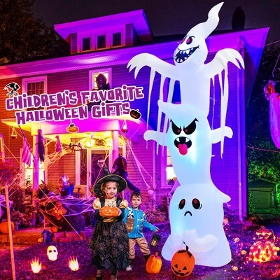 Tangkula 10FT Tall Halloween Inflatable Stacked Ghosts w/ Built-in RGB Lights Inflatable Overlap Ghosts Halloween Decor w/ Ropes & Stakes 3 Tangkula 10FT Tall Halloween Inflatable Stacked Ghosts w/ Built-in RGB Lights Inflatable Overlap Ghosts Halloween Decor w/ Ropes & Stakes - Image 3