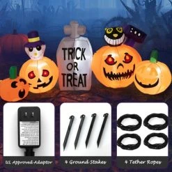 Tangkula 8 FT Long Halloween Inflatable Pumpkins Blow up Yard Decoration w/Pumpkins Tombstone Black Cat Lighted Halloween Outdoor Pumpkin -HYDE & EEK BOUTIQUE Store GUEST d425057d ca5e 40b0 8ce2 acb828e47d3d