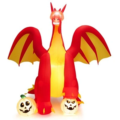 Costway 10 FT Inflatable Giant Animated Fire Dragon Outdoor Halloween Decor w/Lights 7 Costway 10 FT Inflatable Giant Animated Fire Dragon Outdoor Halloween Decor w/Lights - Image 7