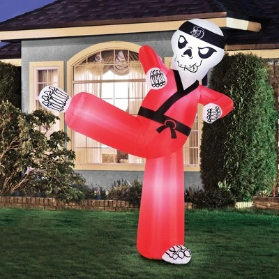 Occasions 6.5 Foot Inflatable Polyester Pre Lit Kung Fu Skeleton Fall Autumn Halloween Seasonal Yard Decoration with Multicolor Lights 1 Occasions 6.5 Foot Inflatable Polyester Pre Lit Kung Fu Skeleton Fall Autumn Halloween Seasonal Yard Decoration with Multicolor Lights