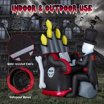 Costway 5.2 FT Halloween Inflatable Skeleton Playing Piano Yard Decoration with LED Lights 5 Costway 5.2 FT Halloween Inflatable Skeleton Playing Piano Yard Decoration with LED Lights - Image 5