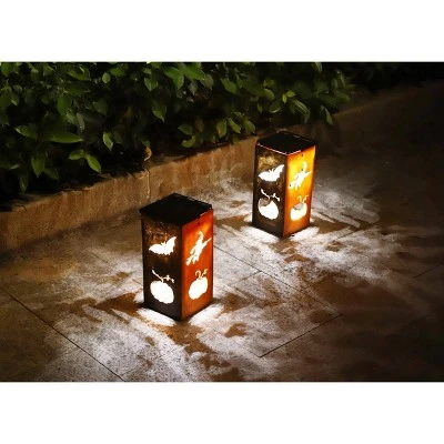 Techko Maid LED Solar 10.8" Portable Halloween Cut Out Decorative Outdoor Lantern Clear 9 Techko Maid LED Solar 10.8" Portable Halloween Cut Out Decorative Outdoor Lantern Clear - Image 9