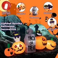 Tangkula 8 FT Long Halloween Inflatable Pumpkins Blow up Yard Decoration w/Pumpkins Tombstone Black Cat Lighted Halloween Outdoor Pumpkin -HYDE & EEK BOUTIQUE Store GUEST dc418605 d62e 41b6 b6b1 7aa4633fc23e