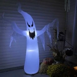 Sunnydaze Decor Sunnydaze 7 Foot Self Inflatable Blow Up Diabolical Ghost Outdoor Holiday Halloween Lawn Decoration with LED Lights