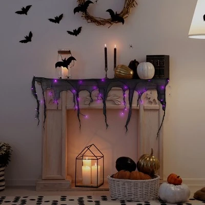Northlight 4' x 2' Pre-Lit Purple LED Halloween Gauze Drape Lights 1 Northlight 4' x 2' Pre-Lit Purple LED Halloween Gauze Drape Lights