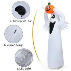 Costway 6FT Halloween Inflatable Blow Up Ghost w/ Pumpkin LED Lights Yard Decoration 13 Costway 6FT Halloween Inflatable Blow Up Ghost w/ Pumpkin LED Lights Yard Decoration -HYDE & EEK BOUTIQUE Store GUEST e1ee73cd dcfd 44ba a1ea 5f3dc08f07a9