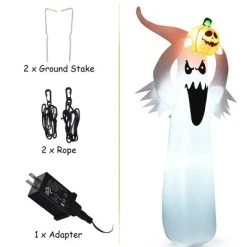 Costway 6FT Halloween Inflatable Blow Up Ghost w/ Pumpkin LED Lights Yard Decoration 12 Costway 6FT Halloween Inflatable Blow Up Ghost w/ Pumpkin LED Lights Yard Decoration -HYDE & EEK BOUTIQUE Store GUEST e47be6d0 4e02 482b b8d2 7ff920a87e02