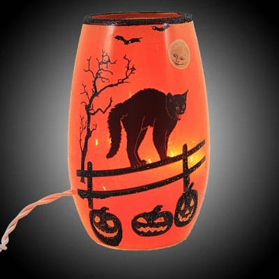 Stony Creek 5.0" Halloween Pre-Lit Small Vase. Witch Cat Haunted Moon - Novelty Sculpture Lights 2 Stony Creek 5.0" Halloween Pre-Lit Small Vase. Witch Cat Haunted Moon - Novelty Sculpture Lights - Image 2