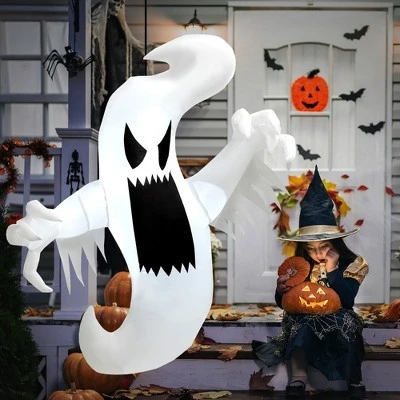 Costway 5FT Halloween Inflatable Ghost Blow-up Hanging Decoration w/ Built-in LED Lights 1 Costway 5FT Halloween Inflatable Ghost Blow-up Hanging Decoration w/ Built-in LED Lights